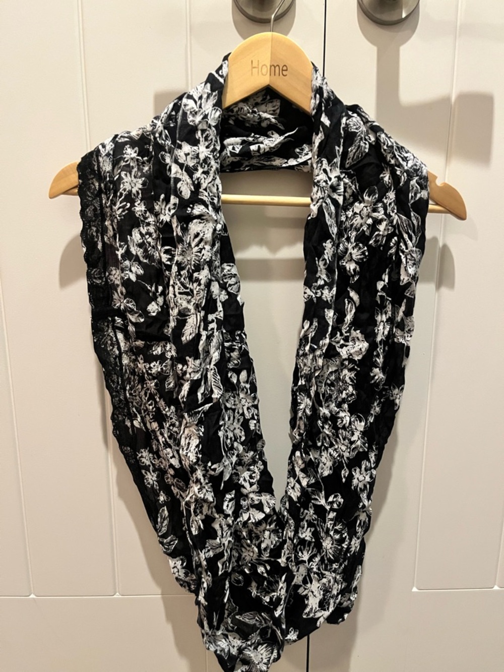 Dynamite Black & White Floral Infinity Scarf
